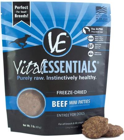 Vital Essentials Freeze Dried Grain Free Beef Dinner Patties 1 Lb
