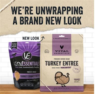 Vital Essentials Dog Freeze-Dried Mini Patties Turkey 14oz.