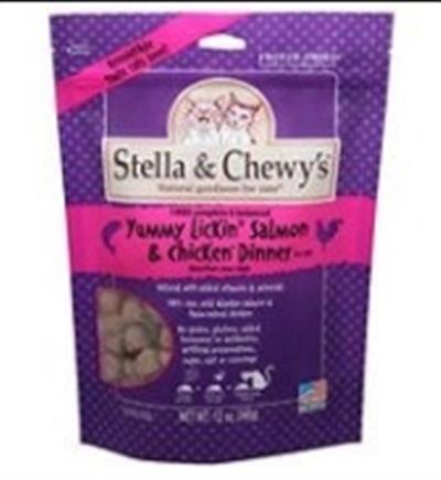 Stella and Chewys Cat Freeze Dried Yummy Lickin Salmon and Chicken Dinner 3.5oz.