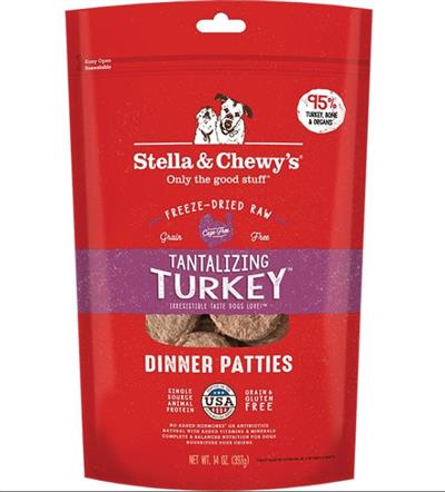 Stella And Chewys Freeze Dried Tantalizing Turkey Dinner Patties 14oz.