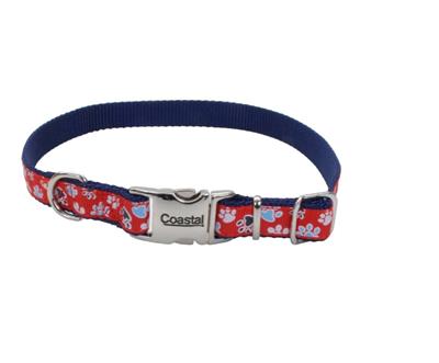 Ribbon Adjustable Nylon Dog Collar with Metal Buckle Red 1ea/5/8 In X 8-12 in