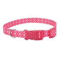 Styles Adjustable Dog Collar Pink Dots 1ea/1In X 18-26 in