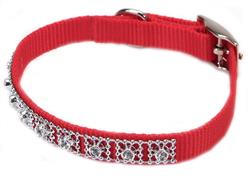 Coastal Nylon Jeweled Collar Red 5/8X14In