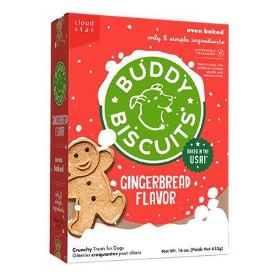 Cloud Star Dog Buddy Biscuits Crunchy Gingerbread 16oz.