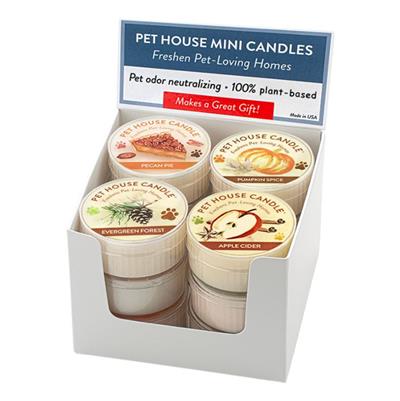 Pet House Fall/Winter Mini Candle Mixed Case, 3 Each Of: Pumpkin Spice, Apple Cider, Evergreen Forest, Pecan Pie