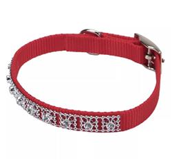 Coastal Nylon Jeweled Dog Collar Red 1ea/3/8 In X 12 in