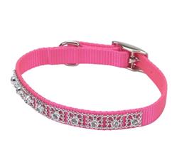 Coastal Jeweled Dog Collar Neon Pink 1ea/3/8 In X 10 in