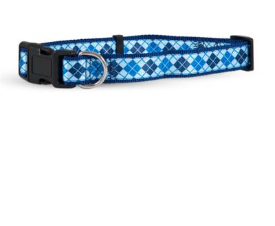 Aspen Ribbon Overlay Adjustable Dog Collar Blue 1ea/5/8In X 10-14 in, SM