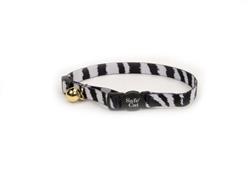 Safe Cat Fashion Adjustable Breakaway Cat Collar Zebra Black; White 3-8 in x 8-12 in