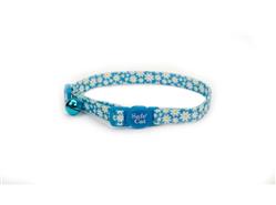 Safe Cat Fashion Adjustable Breakaway Cat Collar Daisy Blue Blue 3-8 in x 8-12 in