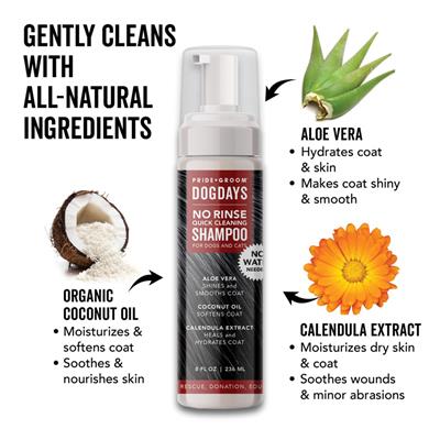 DOGDAYS Waterless Foaming Shampoo for Dogs & Cats -—No-Rinse, Odor-Eliminating Cleanser