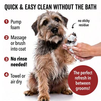 DOGDAYS Waterless Foaming Shampoo for Dogs & Cats -—No-Rinse, Odor-Eliminating Cleanser