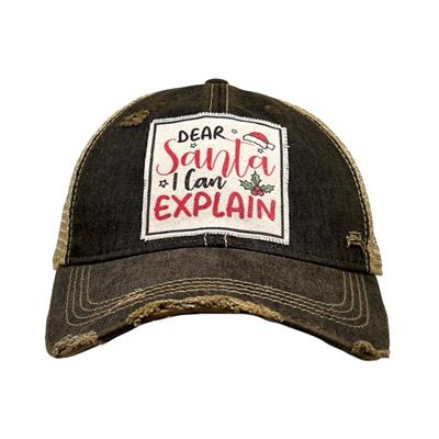 "Dear Santa I Can Explain" Distressed Trucker Cap