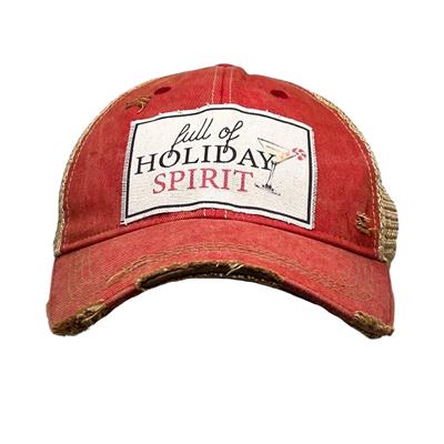 "Full of Holiday Spirit" Distressed Trucker Cap