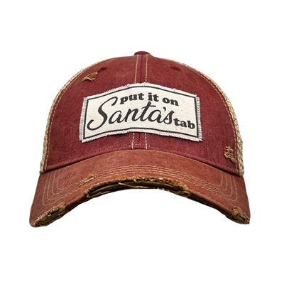 "Put It On Santa's Tab" Distressed Trucker Cap