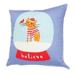Christmas Believe - Cat Themed Pillow (12" x 20")