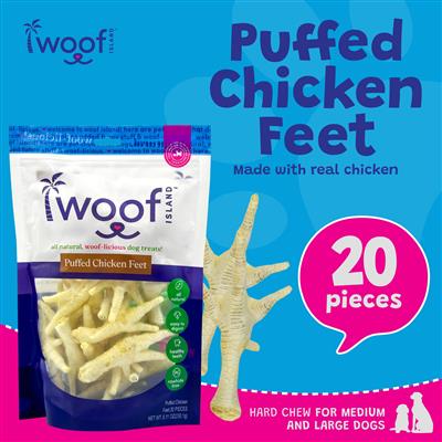 Puffed Chicken Feet Dog Treats – 20 Pack