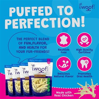 Puffed Chicken Feet Dog Treats – 20 Pack