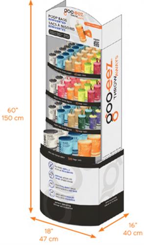 Goo-eez Disposable Pet Waste Bag Dispenser Full Line, 4 Tier Floor Display