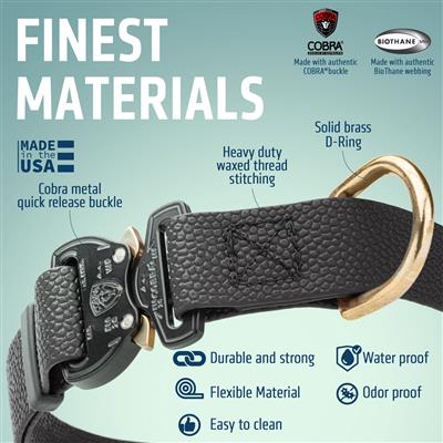 Pebble Emboss BioThane Dog Collar with Heavy Duty Cobra Buckle