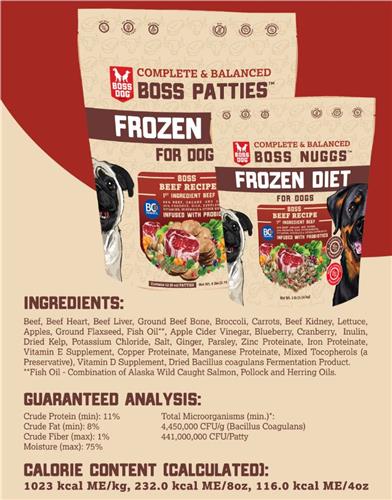Boss Dog Frozen C&B Meals for Dogs: Patties & Nuggs