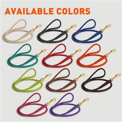 Dogline Rolled Leather Dog Leash with Brass Snap Hook