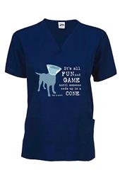 Scrub Top: It's All Fun and Games Until Someone Ends Up in a Cone® (Navy)