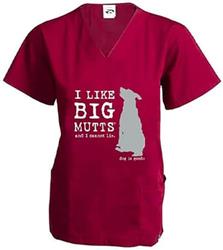 Scrub Top: I Like Big Mutts (Wine)