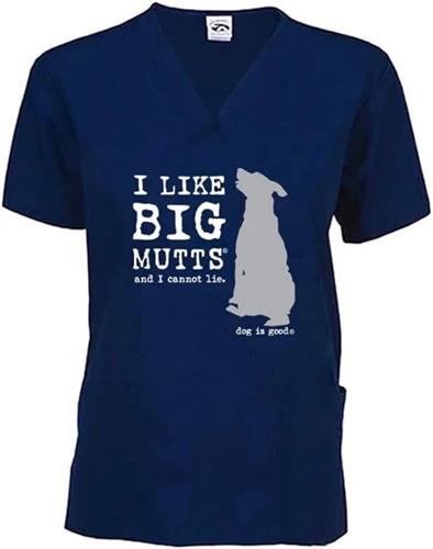 Scrub Top: I Like Big Mutts (Navy)