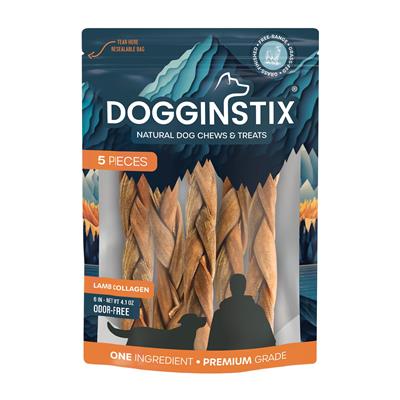 Braided Lamb Collagen 6" (5 Pack Bag) - Case of 12