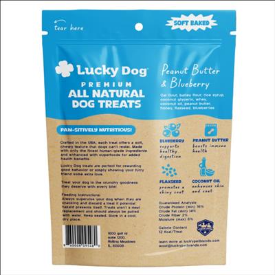 Lucky Dog Soft Baked Premium Dog Treats 6oz - Peanut Butter & Blueberry