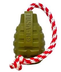 USA-K9 Grenade Shaped Rubber Dog Toy - Chew, Treat Dispenser & Tug Toy | USA - Army Green