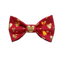 Valentine Bow Tie | Valentines Day Bow Tie | Valentine Dog Bow Tie - GOLD HEARTS