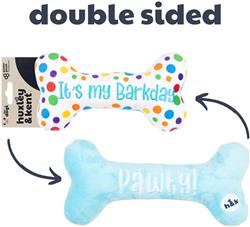 H&K Power Plush Dog It's My Barkday Bone Small Squeak Crinkle