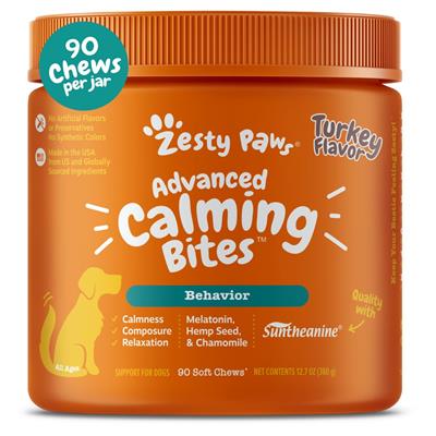 Zesty Paws Advanced Calming Bites – Behavior Support (90 Chews, Turkey Flavor)