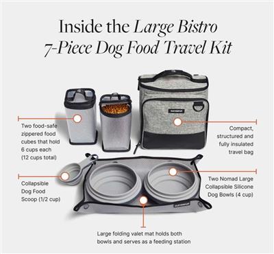 Bistro Box Dog Food Travel Kit - Small - Heather Grey