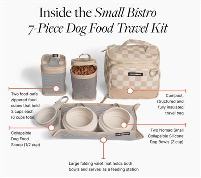 Bistro Box Dog Food Travel Kit - Small - Tan Checkerboard
