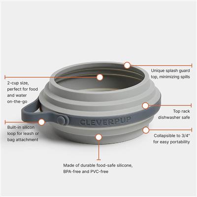 Nomad Collapsible Dog Bowl - Small - Grey