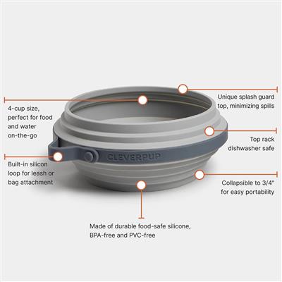 Nomad Collapsible Dog Bowl - Large - Grey