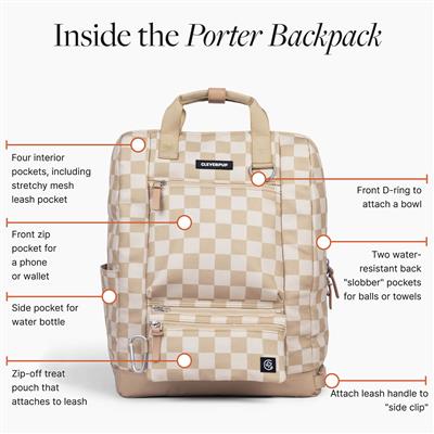Porter Dog Gear Backpack - Tan Checkerboard