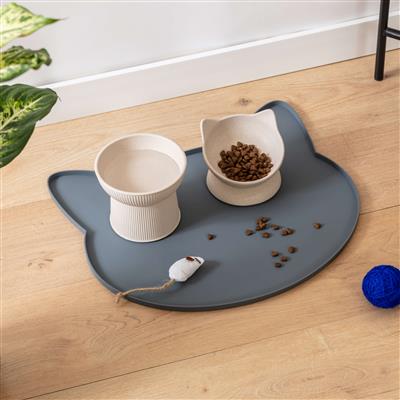 Oscar Silicone Cat Placemat - Dark Grey