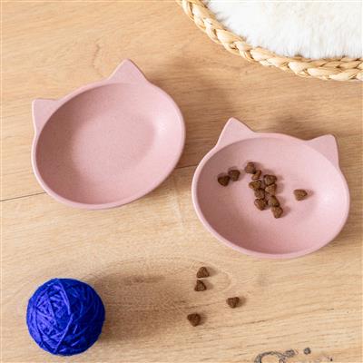 Nico Two Pack Cat Dish - Pink