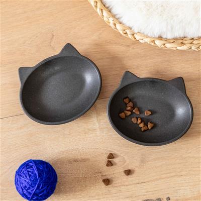 Nico Two Pack Cat Dish - Dark Grey