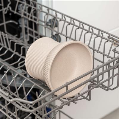 Albie Fluted Bamboo Cat Bowl - Tan