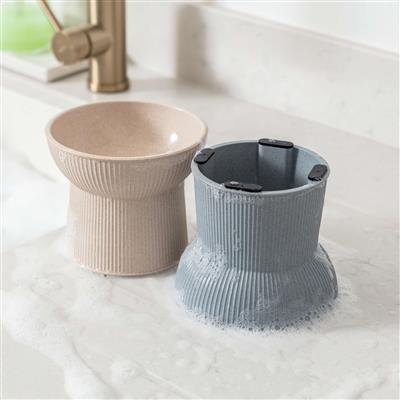 Albie Fluted Bamboo Cat Bowl - Blue