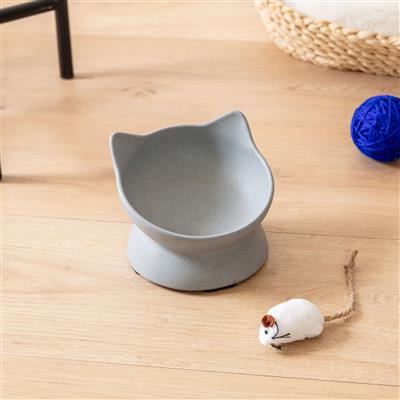 Archie Tilt Bamboo Cat Bowl - Blue