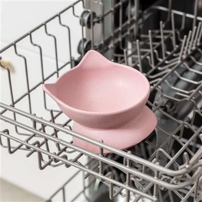 Archie Tilt Bamboo Cat Bowl - Pink