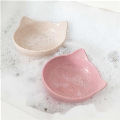 Archie Tilt Bamboo Cat Bowl - Pink