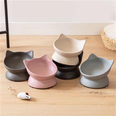 Archie Tilt Bamboo Cat Bowl - Pink