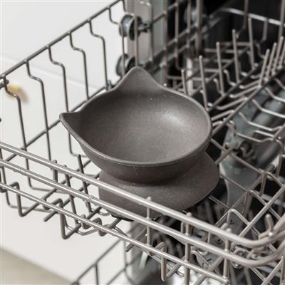 Archie Tilt Bamboo Cat Bowl - Light Grey